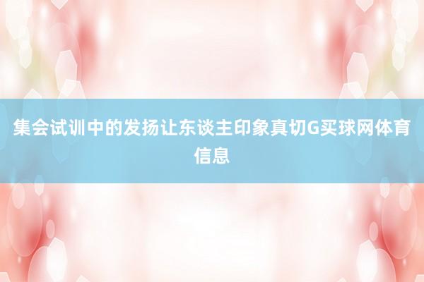集会试训中的发扬让东谈主印象真切G买球网体育信息
