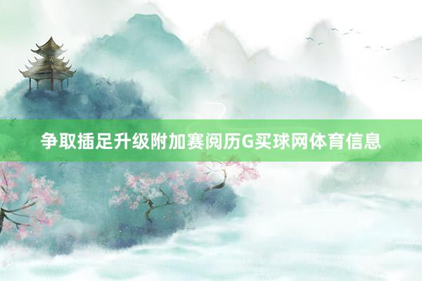 争取插足升级附加赛阅历G买球网体育信息