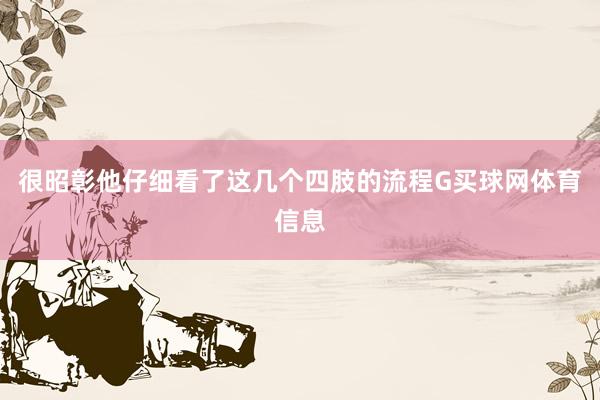 很昭彰他仔细看了这几个四肢的流程G买球网体育信息