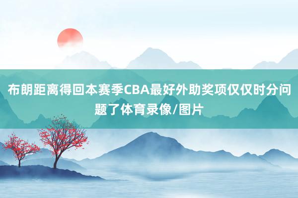布朗距离得回本赛季CBA最好外助奖项仅仅时分问题了体育录像/图片
